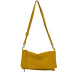 Bolso Bandolera en Piel de Serraje con Solapa de Botones y Bolsillo Trasero para Mujer