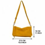 Bolso Bandolera en Piel de Serraje con Solapa de Botones y Bolsillo Trasero para Mujer - Imagen 12