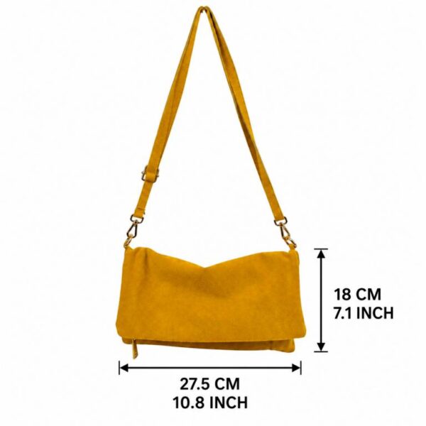 Bolso Bandolera en Piel de Serraje con Solapa de Botones y Bolsillo Trasero para Mujer - Imagen 12