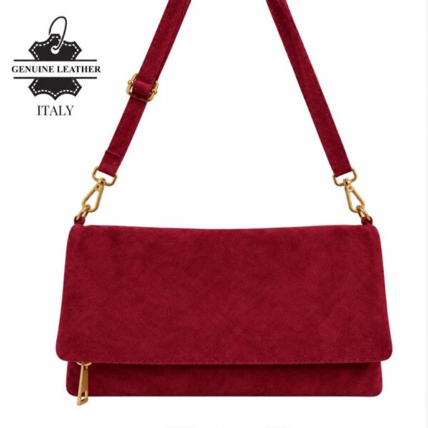 Bolso Bandolera en Piel de Serraje con Solapa de Botones y Bolsillo Trasero para Mujer - Imagen 5