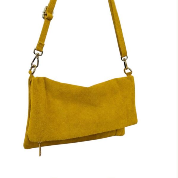 Bolso Bandolera en Piel de Serraje con Solapa de Botones y Bolsillo Trasero para Mujer - Imagen 13