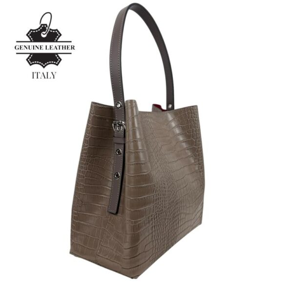 Bolso de Hombro Premium en Piel Italiana Bucket con Diseño Croco y Monedero Extra - Imagen 7
