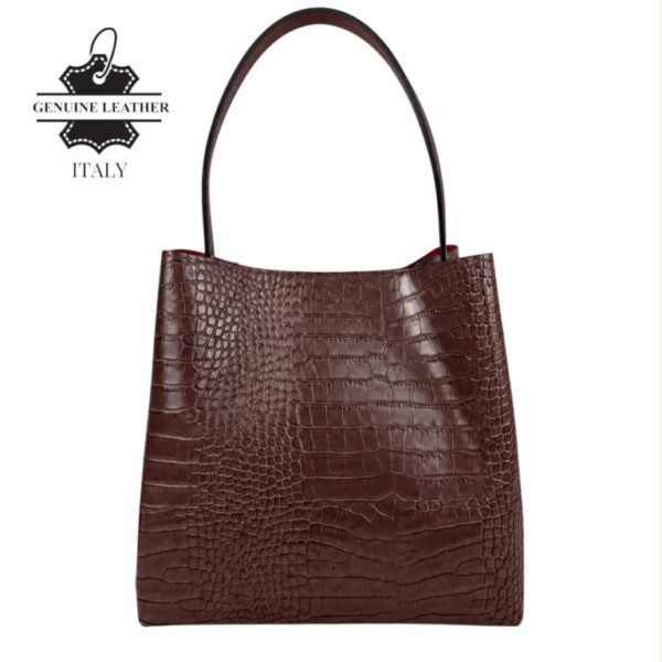 Bolso de Hombro Premium en Piel Italiana Bucket con Diseño Croco y Monedero Extra - Imagen 5