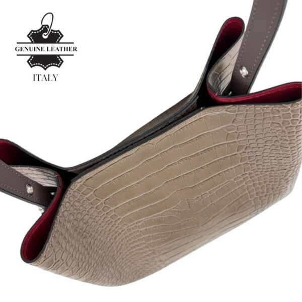 Bolso de Hombro Premium en Piel Italiana Bucket con Diseño Croco y Monedero Extra - Imagen 9
