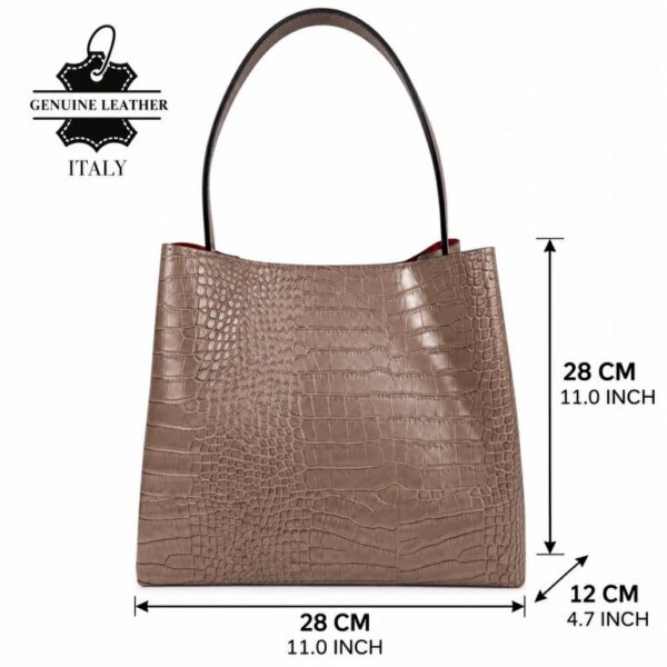 Bolso de Hombro Premium en Piel Italiana Bucket con Diseño Croco y Monedero Extra - Imagen 6