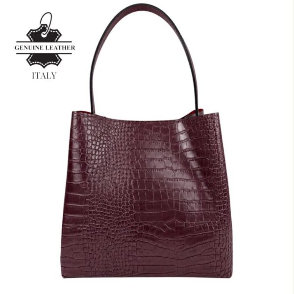 Bolso de Hombro Premium en Piel Italiana Bucket con Diseño Croco y Monedero Extra - Imagen 3