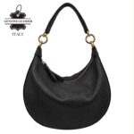 Bolso de Hombro en Piel Italiana con Asa Extraíble, Tira Bandolera y 2 Cremalleras para Mujer - Imagen 6
