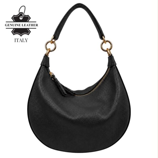 Bolso de Hombro en Piel Italiana con Asa Extraíble, Tira Bandolera y 2 Cremalleras para Mujer - Imagen 6