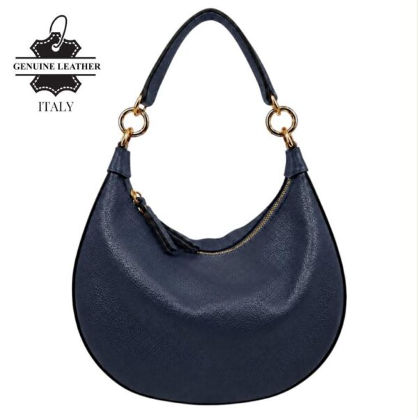 Bolso de Hombro en Piel Italiana con Asa Extraíble, Tira Bandolera y 2 Cremalleras para Mujer - Imagen 7