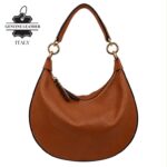 Bolso de Hombro en Piel Italiana con Asa Extraíble, Tira Bandolera y 2 Cremalleras para Mujer - Imagen 8