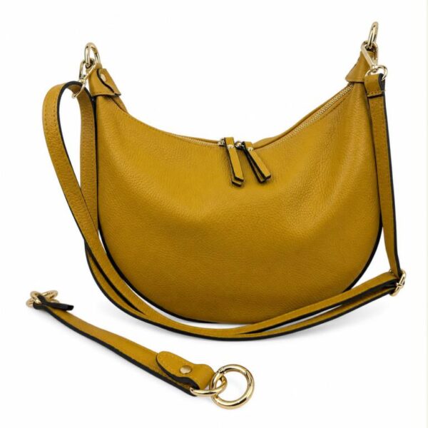 Bolso de Hombro en Piel Italiana con Asa Extraíble, Tira Bandolera y 2 Cremalleras para Mujer - Imagen 12