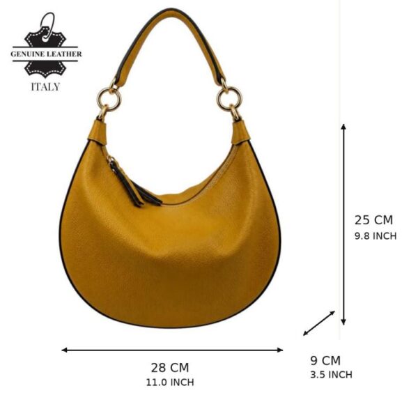 Bolso de Hombro en Piel Italiana con Asa Extraíble, Tira Bandolera y 2 Cremalleras para Mujer - Imagen 11