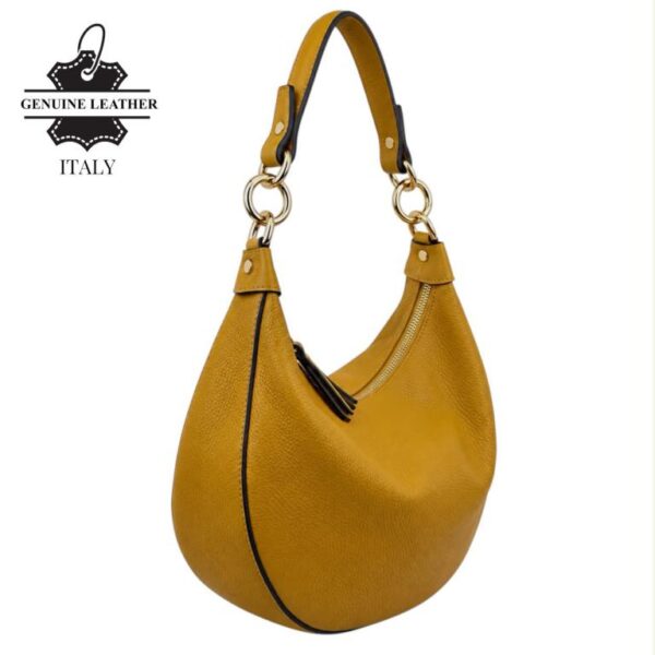 Bolso de Hombro en Piel Italiana con Asa Extraíble, Tira Bandolera y 2 Cremalleras para Mujer - Imagen 13
