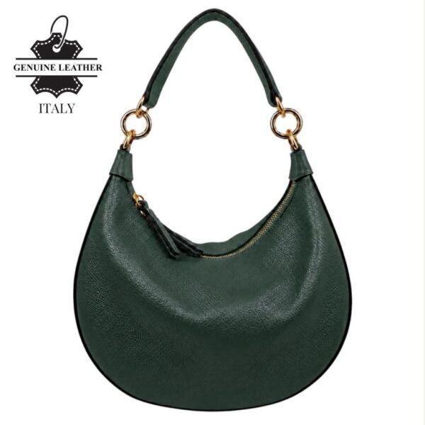 Bolso de Hombro en Piel Italiana con Asa Extraíble, Tira Bandolera y 2 Cremalleras para Mujer - Imagen 4