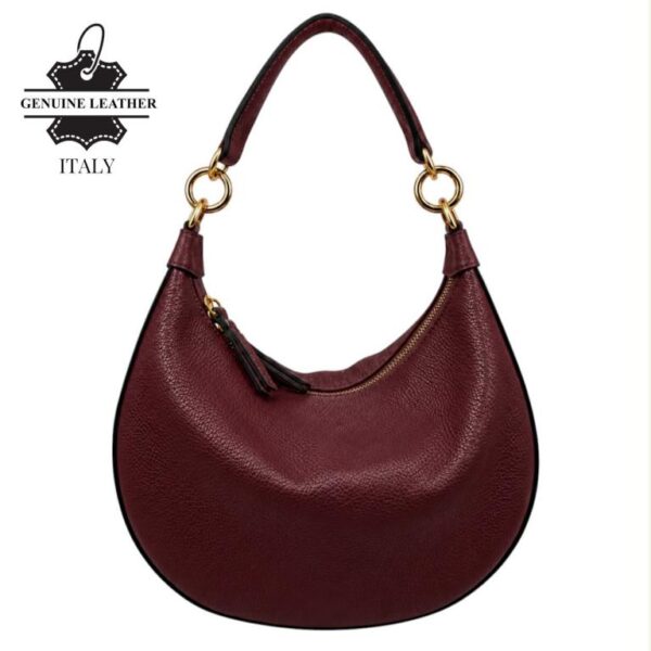 Bolso de Hombro en Piel Italiana con Asa Extraíble, Tira Bandolera y 2 Cremalleras para Mujer - Imagen 5
