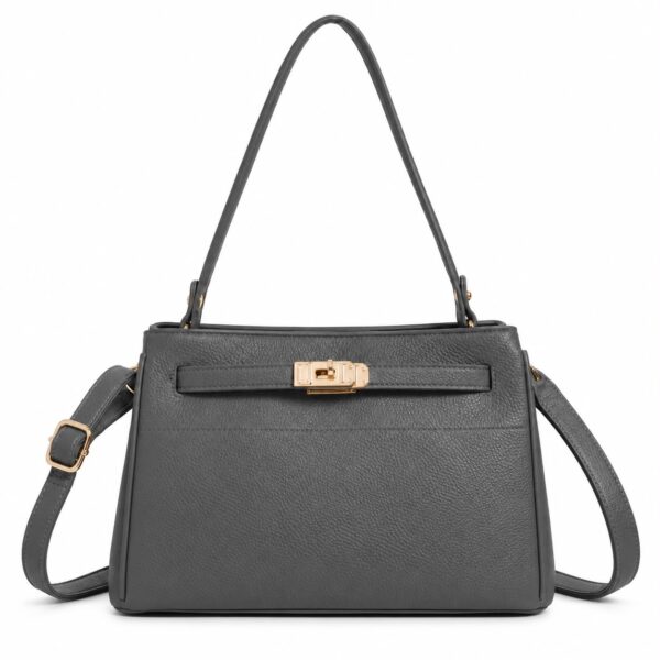 Bolso de Hombro Sintético con Asa Larga, Manivela de Giro y Tiras Frontales para Mujer - Imagen 5