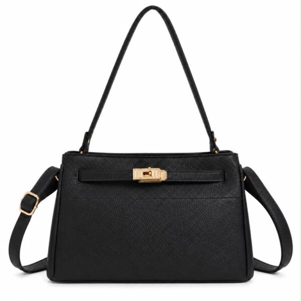 Bolso de Hombro Sintético con Asa Larga, Manivela de Giro y Tiras Frontales para Mujer - Imagen 8