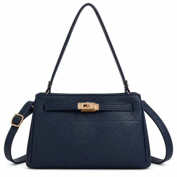 Bolso de Hombro Sintético con Asa Larga, Manivela de Giro y Tiras Frontales para Mujer - Imagen 3