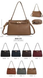 Bolso de Hombro Sintético con Asa Larga, Manivela de Giro y Tiras Frontales para Mujer - Imagen 9