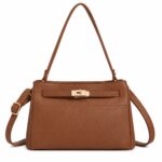 Bolso de Hombro Sintético con Asa Larga, Manivela de Giro y Tiras Frontales para Mujer - Imagen 4