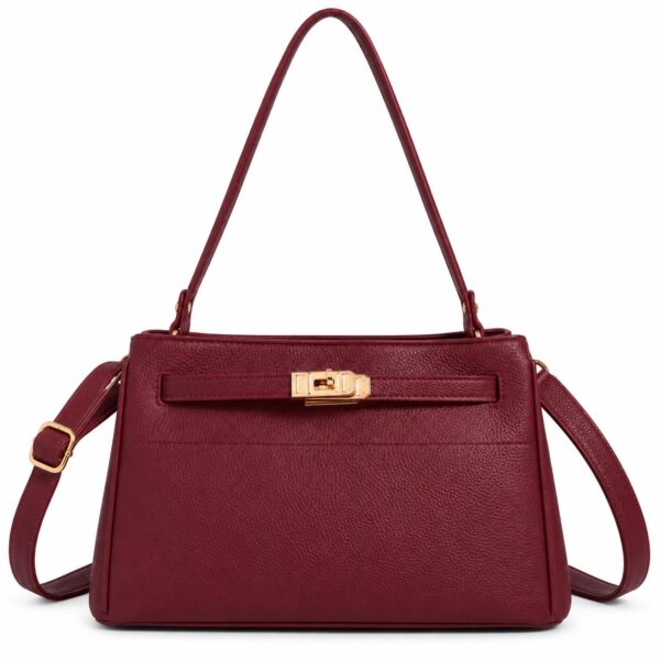 Bolso de Hombro Sintético con Asa Larga, Manivela de Giro y Tiras Frontales para Mujer - Imagen 7