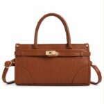 Bolso de Mano Sintético con 2 Asas Cortas, Manivela de Giro y Tiras Frontales para Mujer - Imagen 4