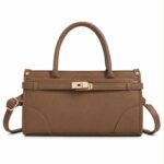 Bolso de Mano Sintético con 2 Asas Cortas, Manivela de Giro y Tiras Frontales para Mujer - Imagen 6