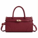 Bolso de Mano Sintético con 2 Asas Cortas, Manivela de Giro y Tiras Frontales para Mujer - Imagen 7