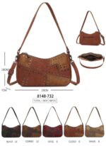 Bolso de Hombro Sintético Bicolor con Tachuelas Frontales y Bolsillo Trasero para Mujer - Imagen 7
