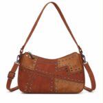 Bolso de Hombro Sintético Bicolor con Tachuelas Frontales y Bolsillo Trasero para Mujer - Imagen 3