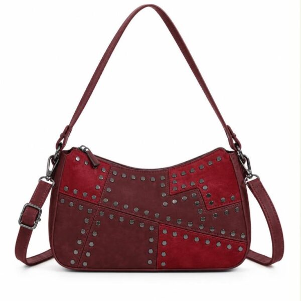 Bolso de Hombro Sintético Bicolor con Tachuelas Frontales y Bolsillo Trasero para Mujer - Imagen 6