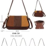 Bolso de Hombro Sintético con Solapa Tricolor, Asa Larga y Cierre de Cremallera para Mujer