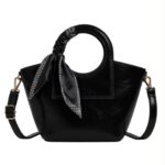 Bolso de Mano Sintético con Asas Cortas Circulares, Pañuelo Decorativo y Diseño Elegante Mujer - Imagen 8