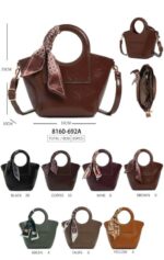 Bolso de Mano Sintético con Asas Cortas Circulares, Pañuelo Decorativo y Diseño Elegante Mujer - Imagen 9
