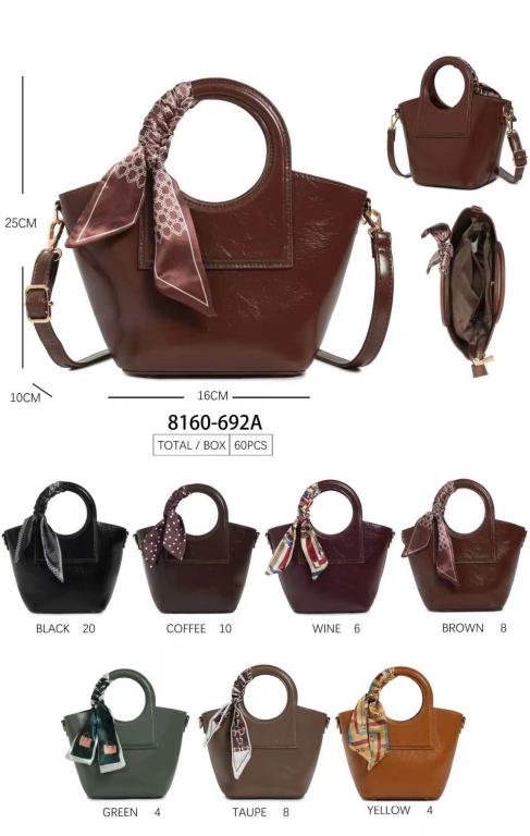 CG8160-692A-All Bolso de Mano Sintético con Asas Cortas Circulares, Pañuelo Decorativo y Diseño Elegante Mujer - Imagen 1