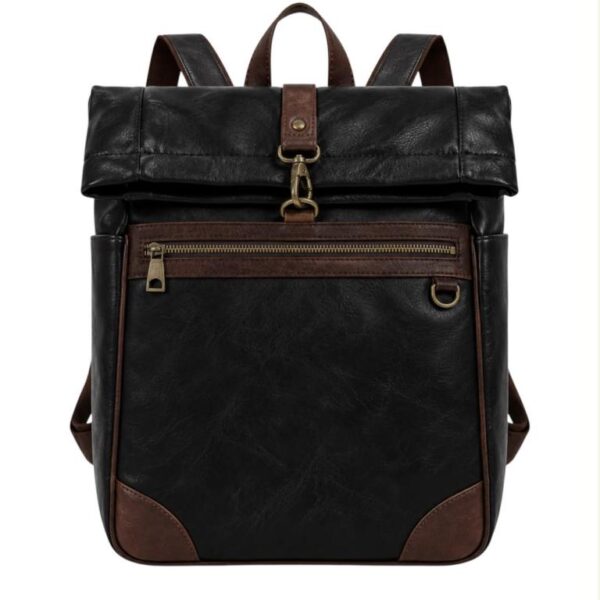 Amplia Mochila Sintética Unisex Bicolor con Enganche Frontal y Bolsillos Exteriores - Imagen 5