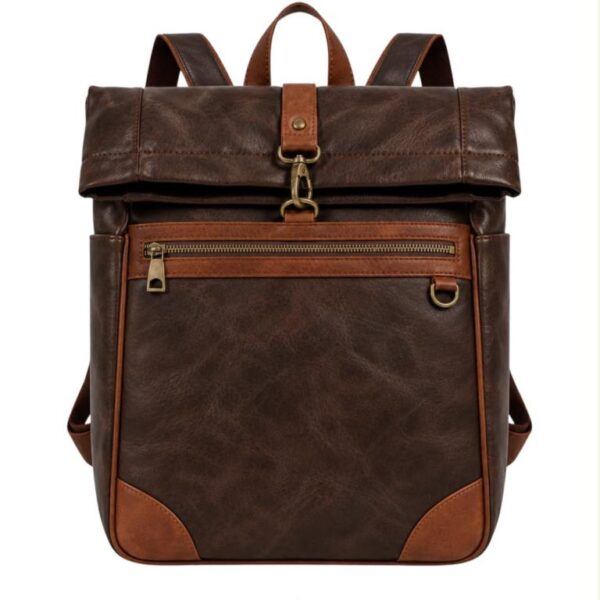 Amplia Mochila Sintética Unisex Bicolor con Enganche Frontal y Bolsillos Exteriores - Imagen 3