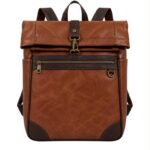 Amplia Mochila Sintética Unisex Bicolor con Enganche Frontal y Bolsillos Exteriores