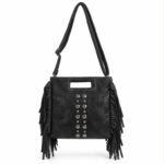 Bolso de Mano Sintético con Flecos Laterales y Tachuelas Decorativas Frontales para Mujer - Imagen 8