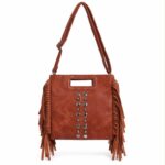 Bolso de Mano Sintético con Flecos Laterales y Tachuelas Decorativas Frontales para Mujer - Imagen 3