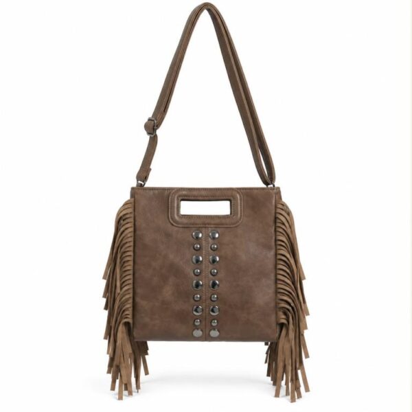 Bolso de Mano Sintético con Flecos Laterales y Tachuelas Decorativas Frontales para Mujer - Imagen 6