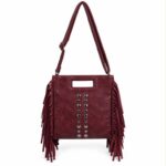 Bolso de Mano Sintético con Flecos Laterales y Tachuelas Decorativas Frontales para Mujer - Imagen 4