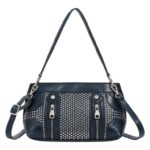 Bolso Bandolera Sintético con Tachuelas y 2 Cremalleras Frontales Decorativas para Mujer - Imagen 2