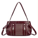 Bolso Bandolera Sintético con Tachuelas y 2 Cremalleras Frontales Decorativas para Mujer - Imagen 5