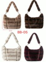 Bolso de Hombro con Pelo Sintético, Diseño Rayas y Asa Extraíble para Mujer - Imagen 3