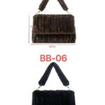 Bolso de Mano con Pelo Sintético para Mujer, Diseño de Rayas y Asa Extraíble