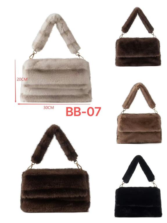 CGAKBB-07-All Bolso de Mano con Pelo Sintético, Asa Extraíble y Estilo Mullido para Mujer - Imagen 1