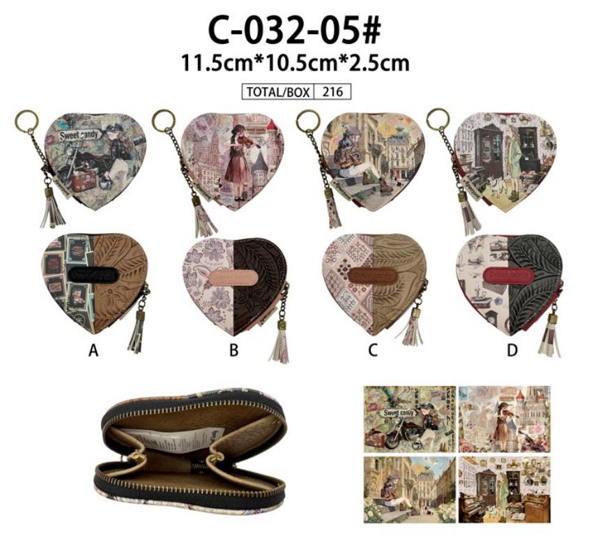CGC032-05-All Monedero Sintético Muñeca Sweet Candy con Forma Corazón y Cremallera con Flecos - Imagen 1