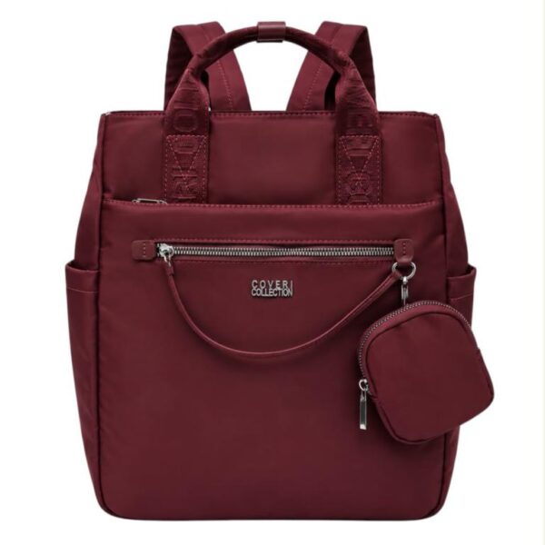 Amplia Mochila de Nylon Coveri Collection con Multicompartimentos y Monedero Extra - Imagen 3