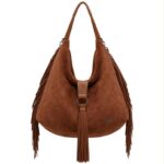 Amplio Bolso de Hombro Sintético Coveri Collection con Flecos Laterales y Mini Solapa Mujer - Imagen 5